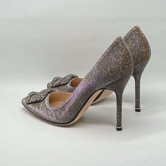 Manolo Blahnik Hangisi 105 Embellished Shimmer Pumps size 39.5 - Picture 10 of 14